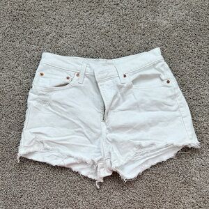 Levi's White Distressed Jean Shorts